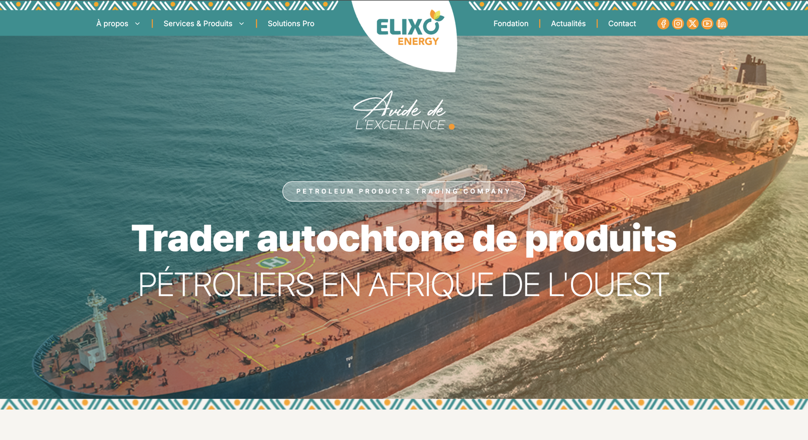 Elixo Energy - site web trader pétrolier ouest-africain, projet Marc & Co studio de création Abidjan